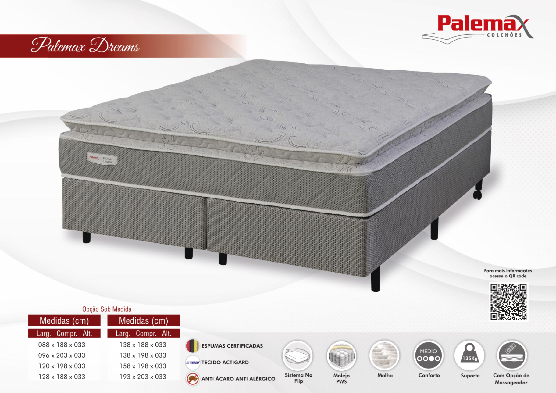Colchão Palemax Dreams Palemax — Pillow Top • Molejo PWS • Médio