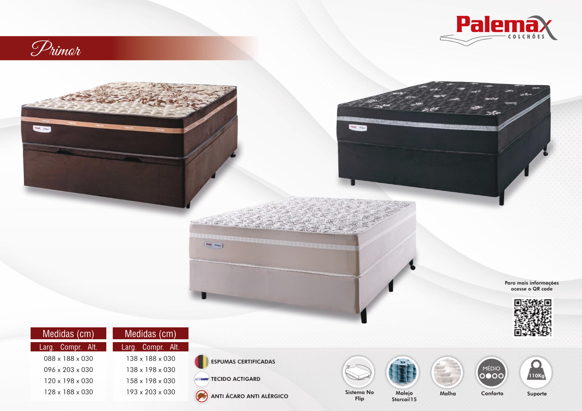Colchão Primor Palemax — Starcoil15 • Médio • 110kg