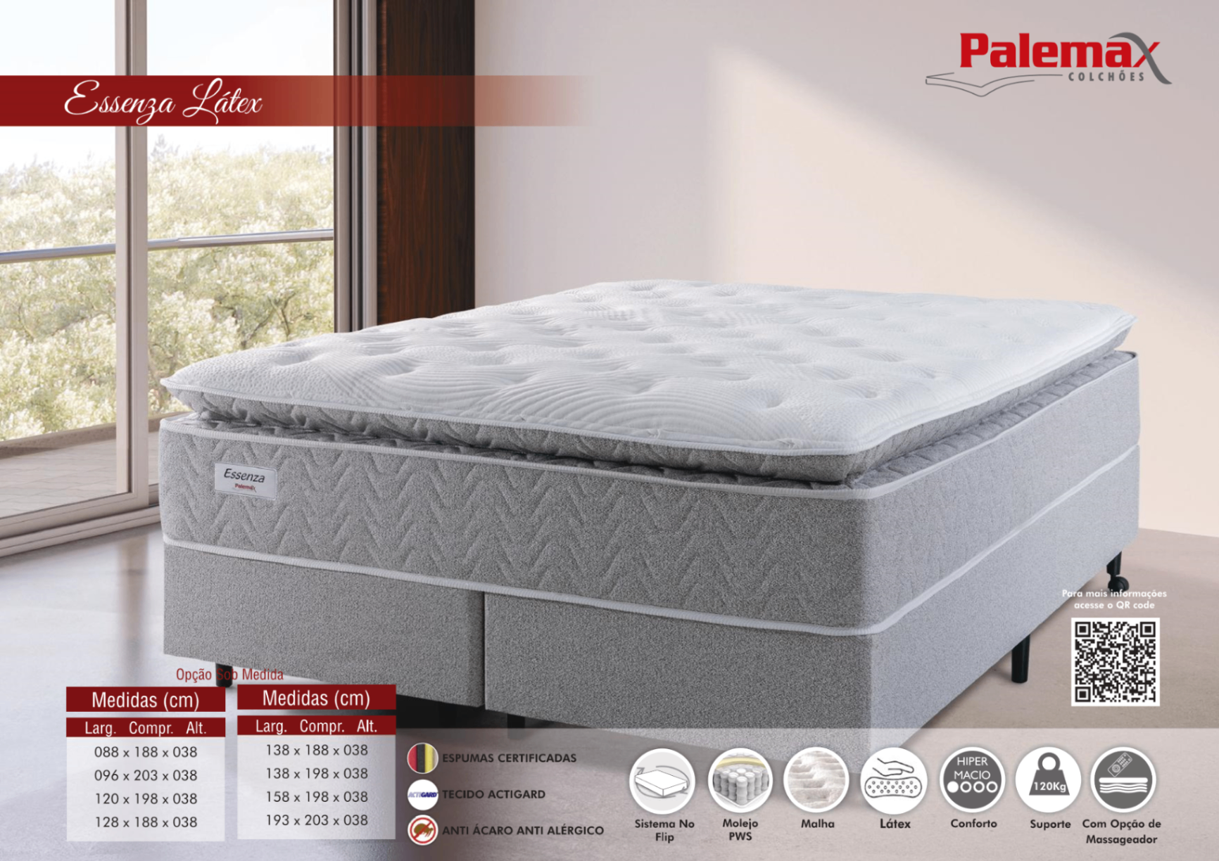 Colchão Essenza Látex Palemax — Pillow Top • Molejo PWS • Hiper Macio