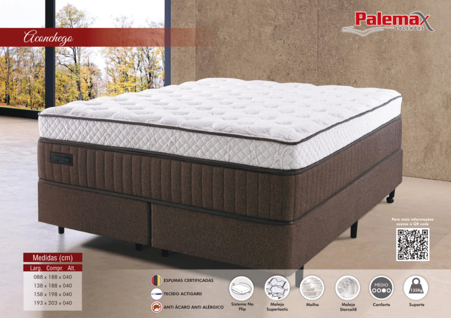 Colchão Aconchego Palemax — Molejo Superlastic + Starcoil8 • Médio