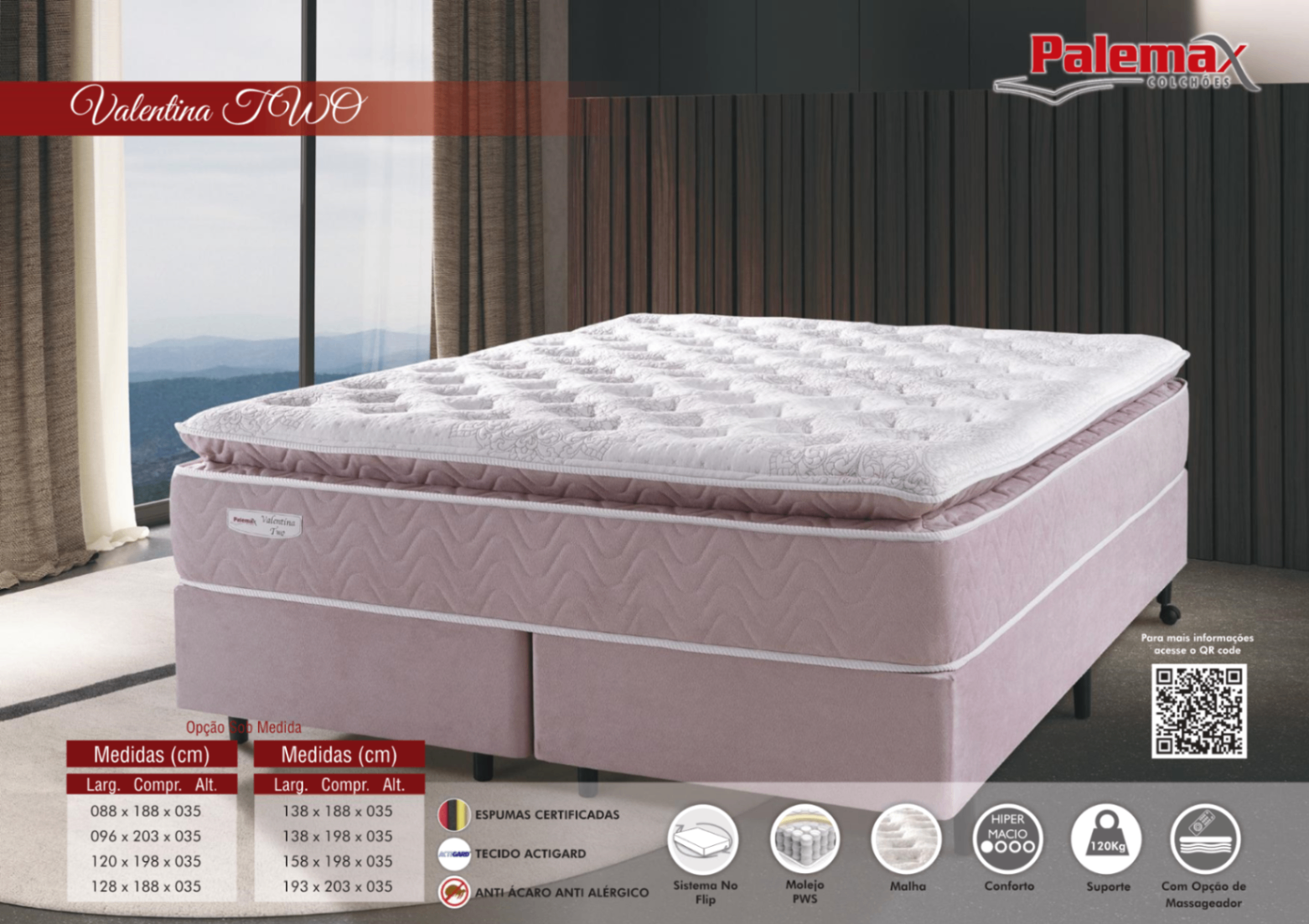 Colchão Valentina Two Palemax — Euro Pillow • Molejo PWS • Hiper Macio
