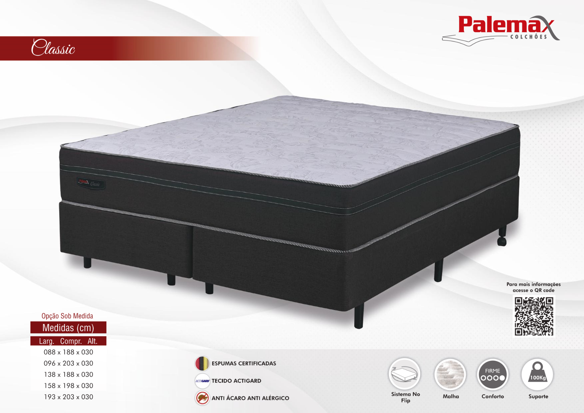 Colchão Classic Palemax — Espuma • Firme • No Flip