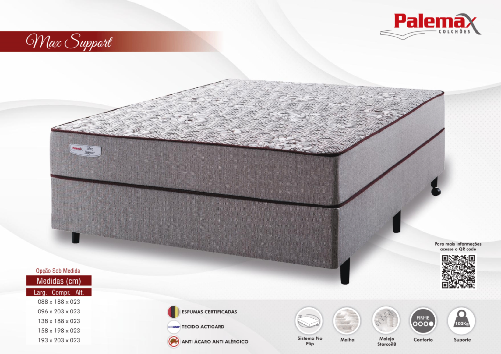 Colchão Max Support Palemax — Starcoil8 • Firme • 100kg